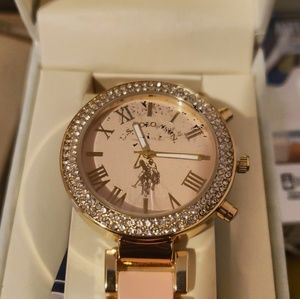 U.S. Polo Assn. Women's USC40063 Gold-Tone/Pink